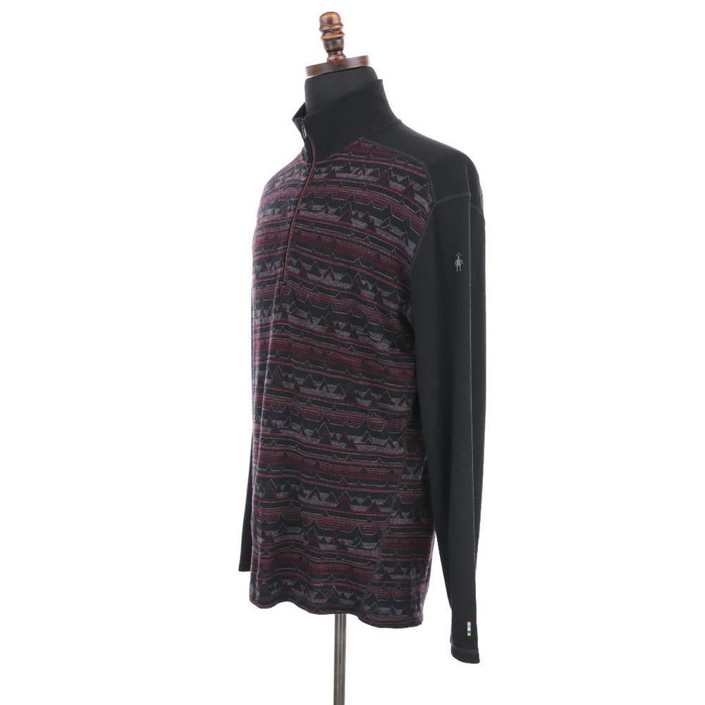 Smartwool Merino 250 Baselayer 1/4 Zip Shirt Sweater Men's XL Black/Red - Picture 6 of 11